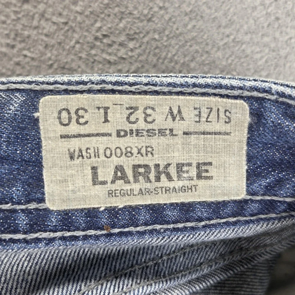 Diesel Jeans Mens 32x30 Blue Larkee Regular Straight Button Fly Distressed 008XR